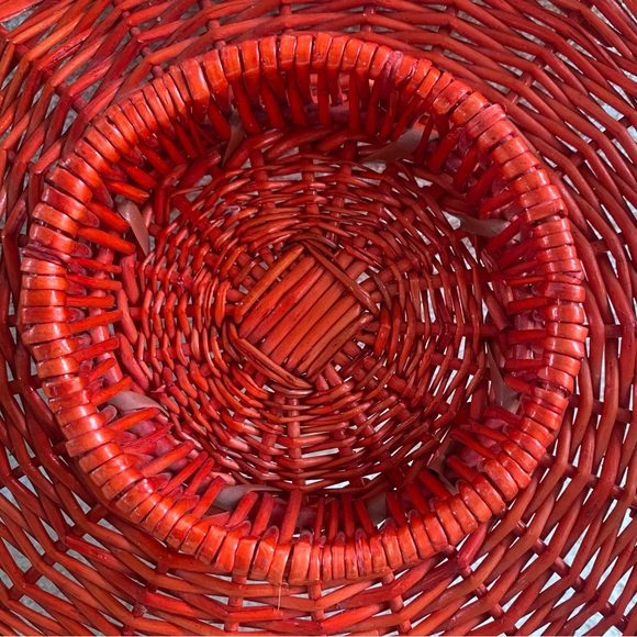 Vintage Watermelon Wicker Chip and Dip Basket Serving Tray